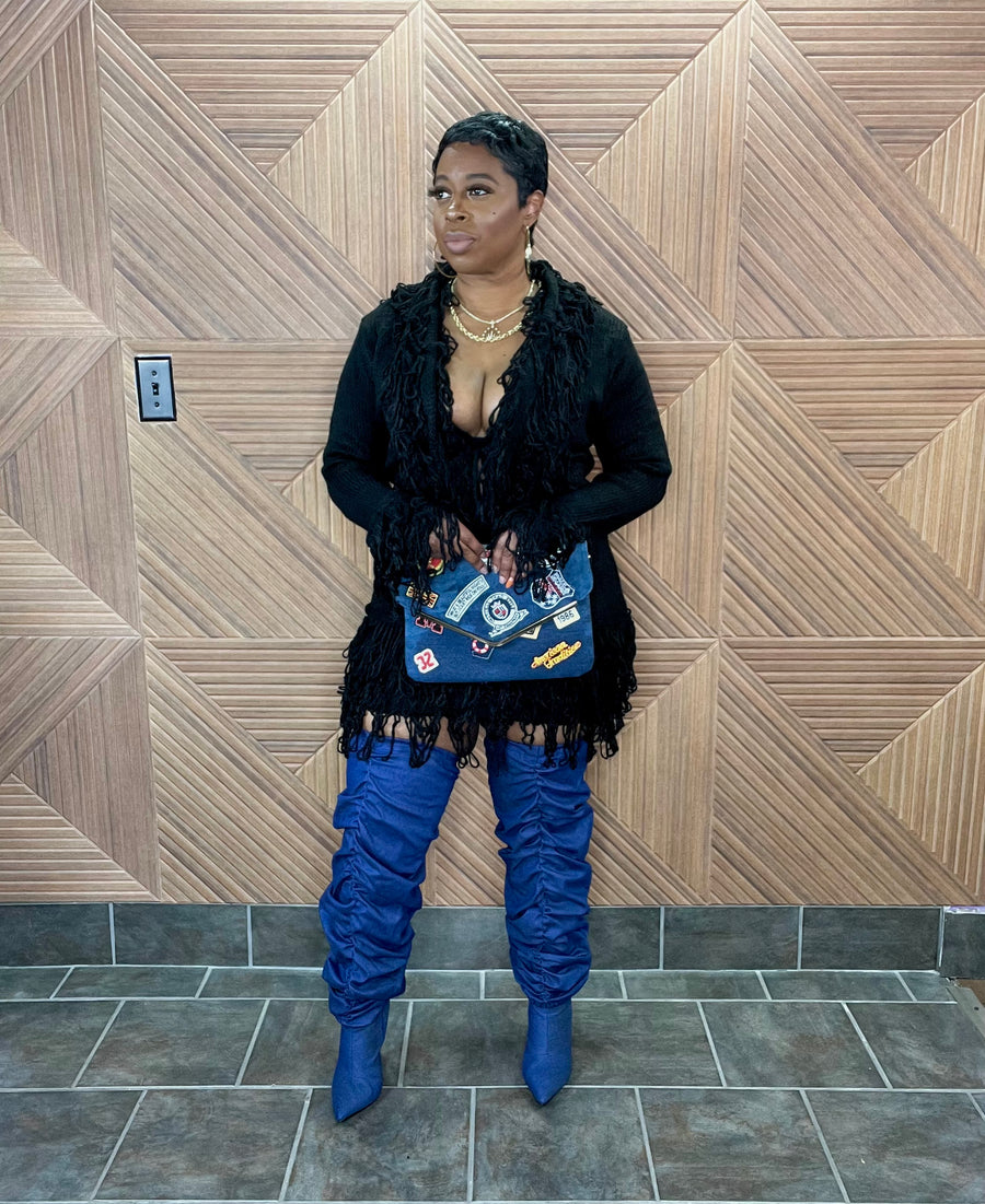 The Night Out fringe skirt Set (Black)