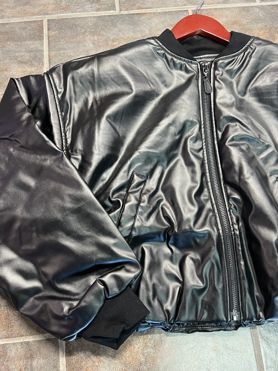 The Bonjour Luxe Leather Bomber (Black)