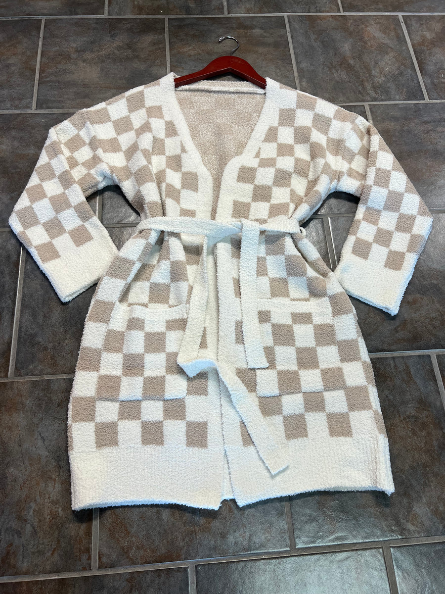 The Comfy Luxe Checkered Cardigan