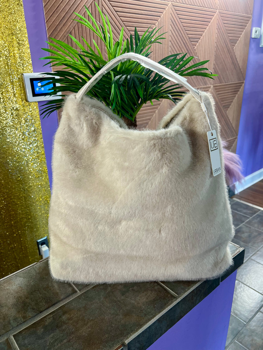 The Chandler Plush Fur Hobo Bag (Almond)