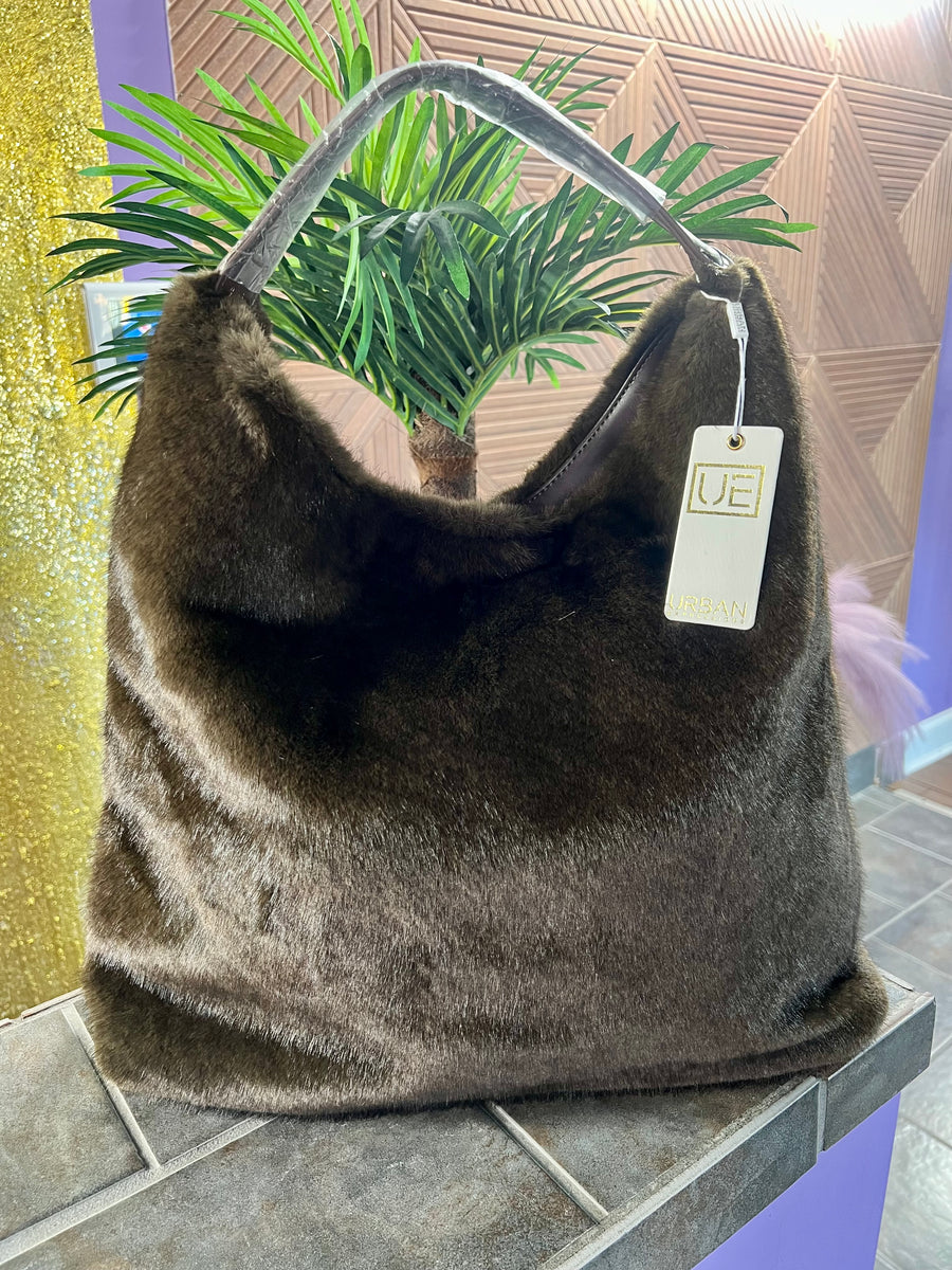The Chandler Plush Fur Hobo Bag (Chocolate)