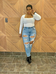 The Square Neck Top (White)