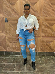 The Classic Boyfriend White Button Down Shirt (can size down)