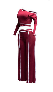 The Sonoma off the shoulder Set (Burgundy/White)