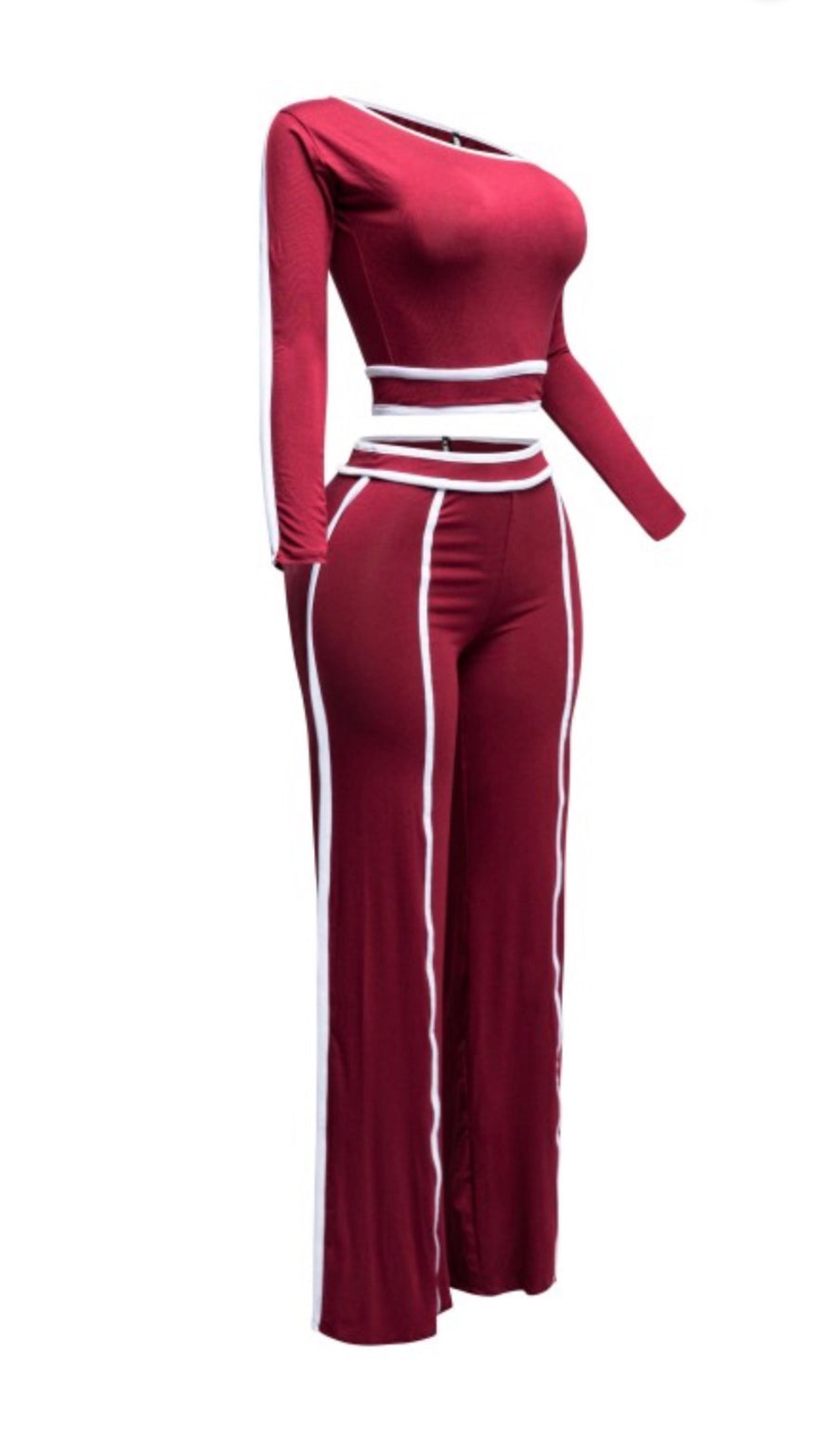 The Sonoma off the shoulder Set (Burgundy/White)