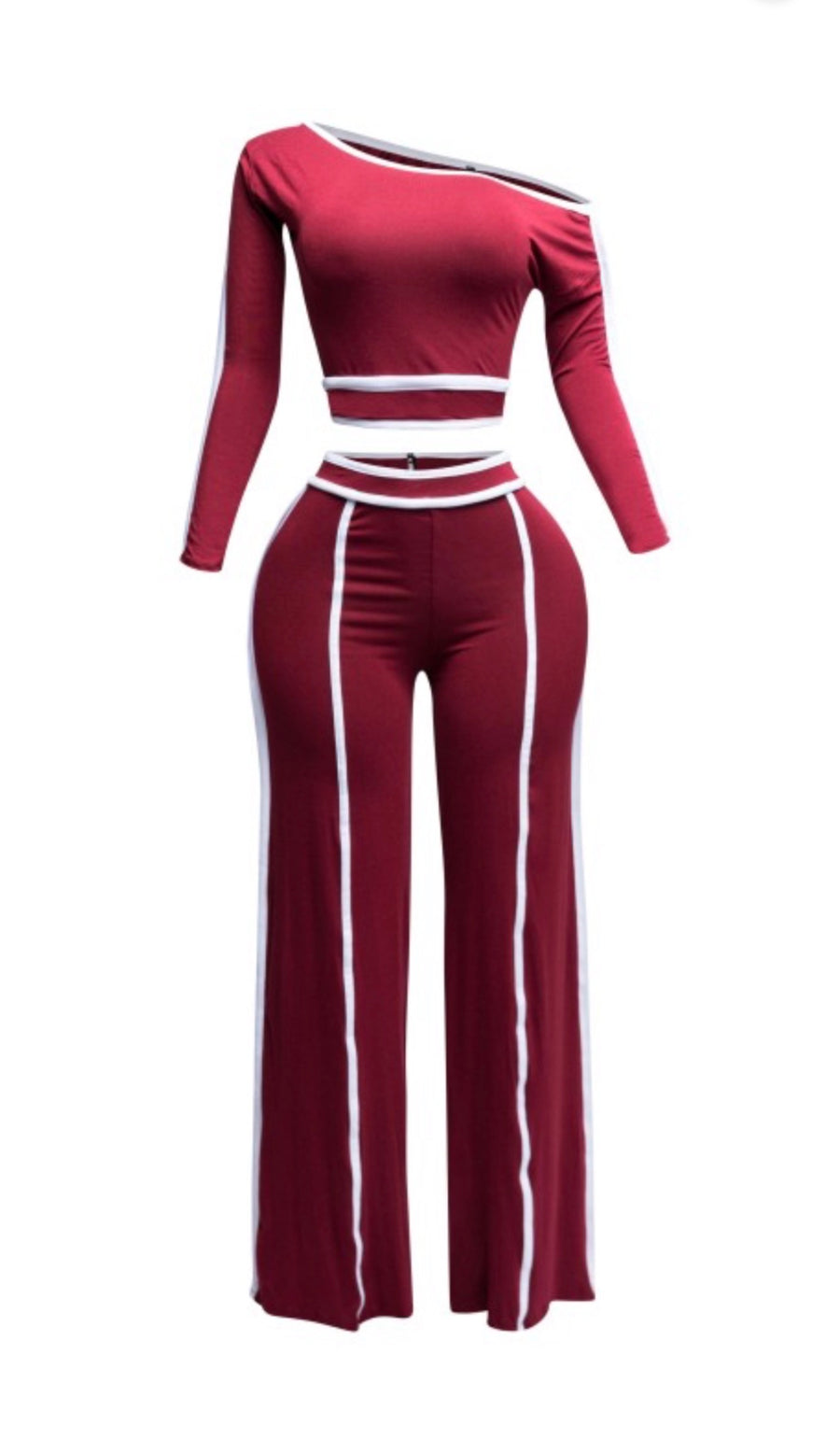 The Sonoma off the shoulder Set (Burgundy/White)