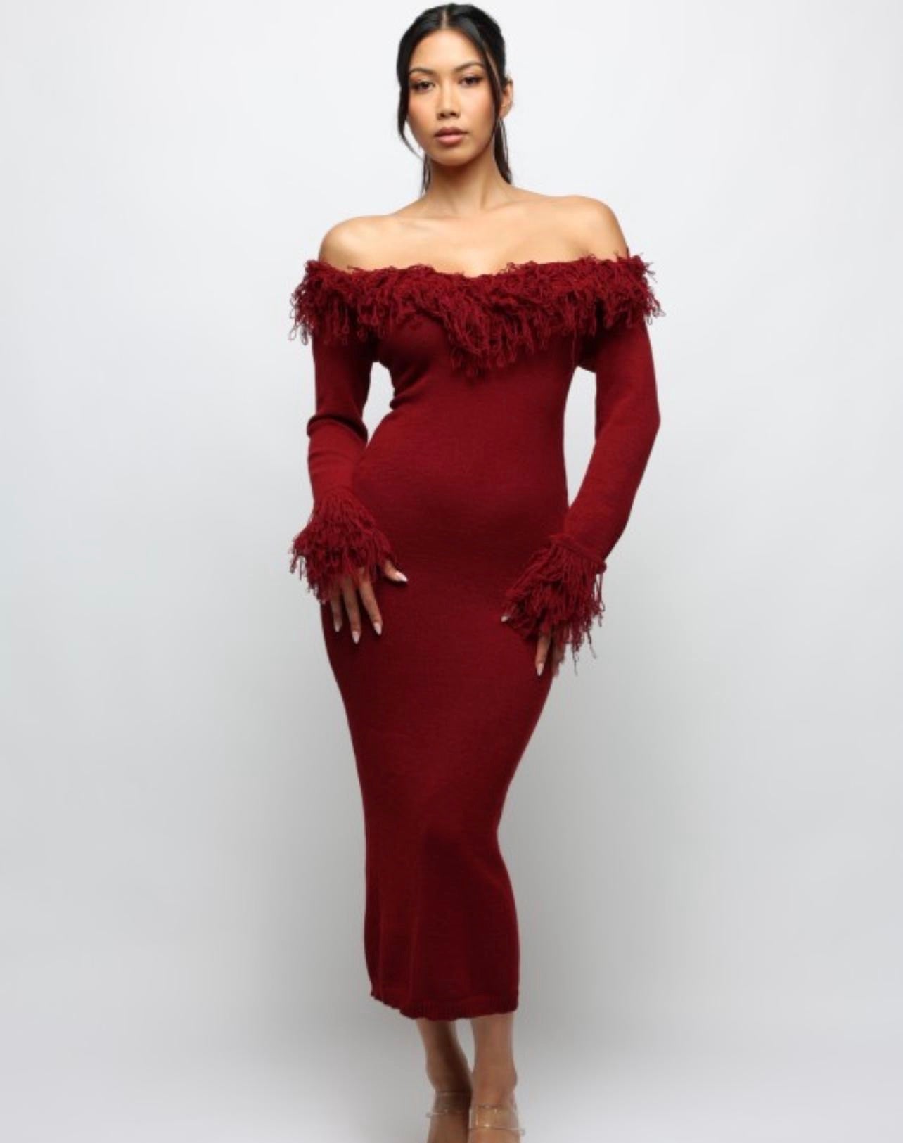 The Cabernet Sweater Dress (Burgundy)