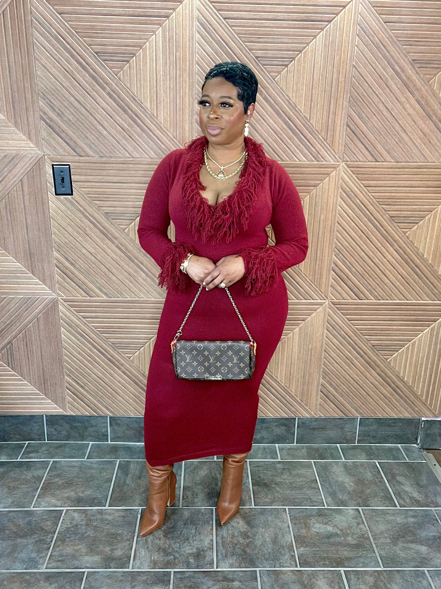 The Cabernet Sweater Dress (Burgundy)