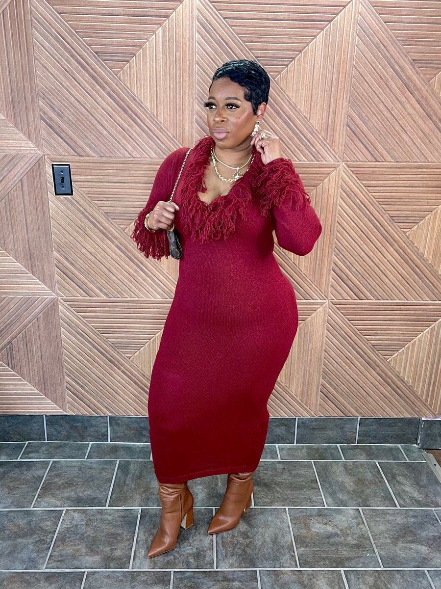 The Cabernet Sweater Dress (Burgundy)