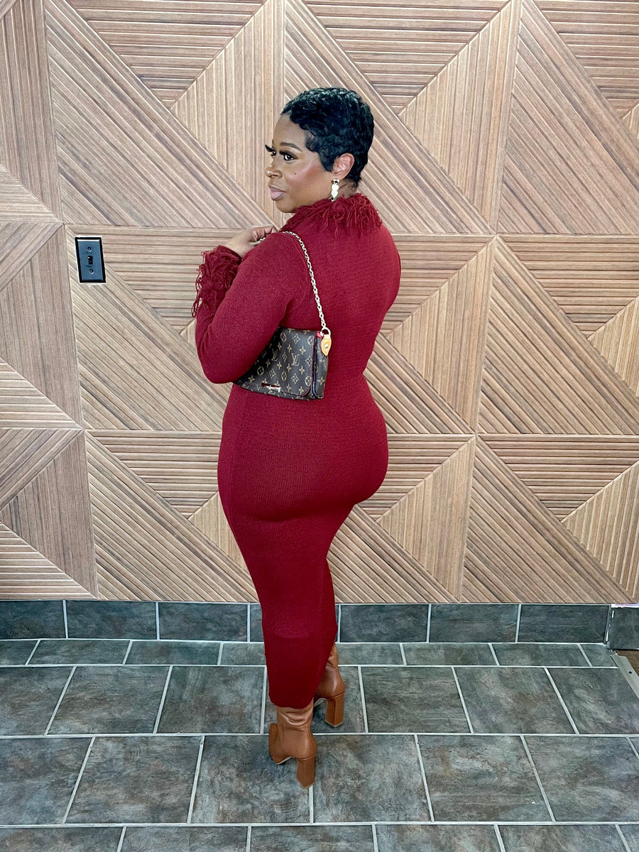 The Cabernet Sweater Dress (Burgundy)
