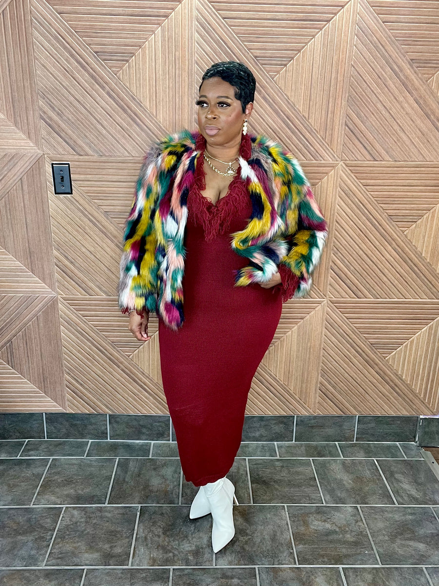 The Cabernet Sweater Dress (Burgundy)