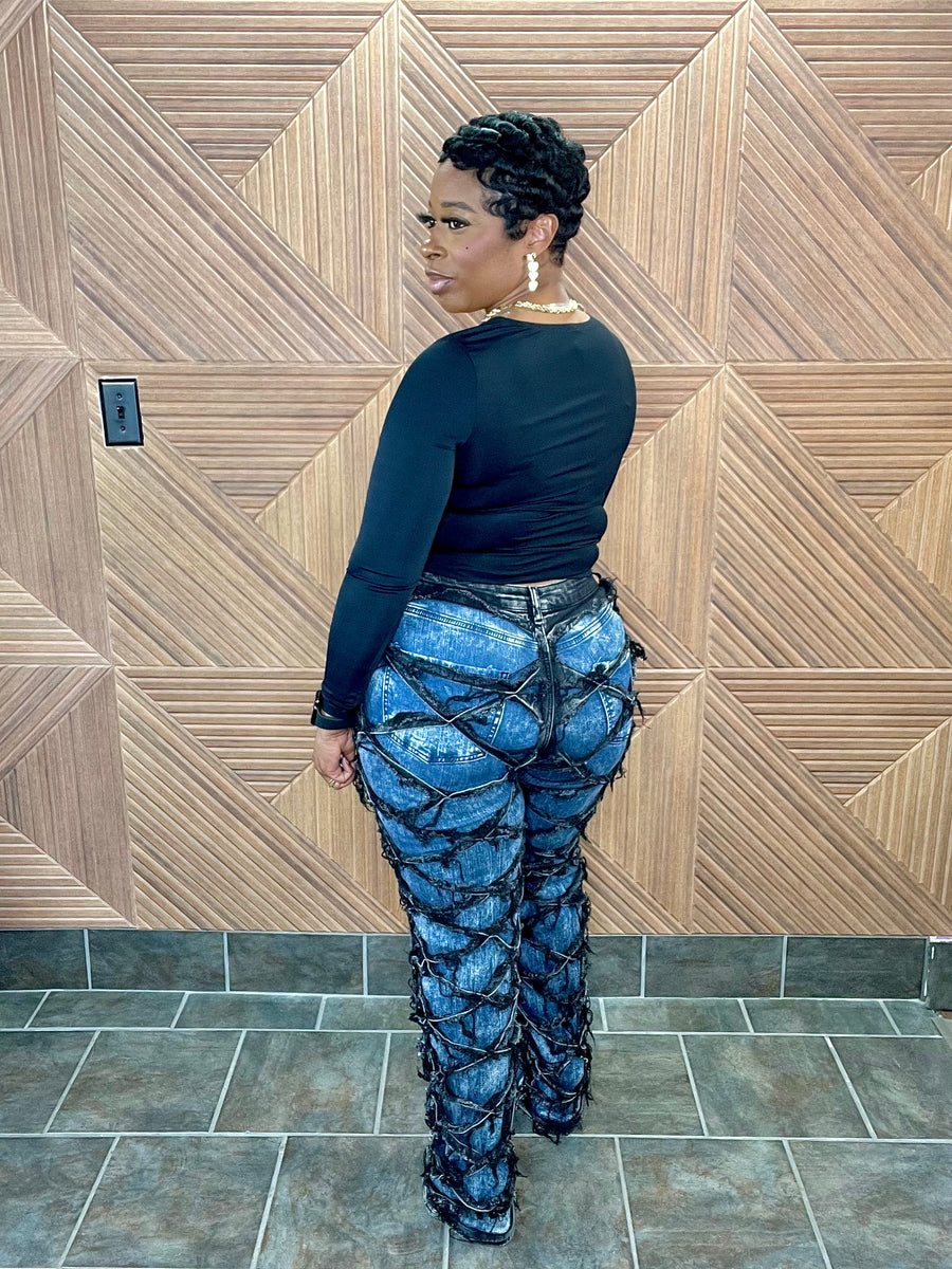 Avant-Garde Luxe Jeans (S-XL) Black/Blue combo