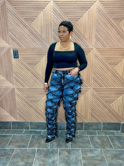 Avant-Garde Luxe Jeans (S-XL) Black/Blue combo