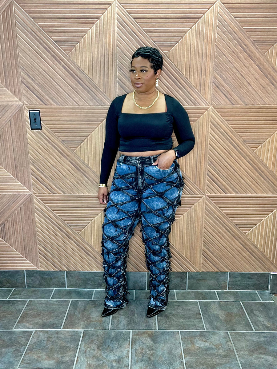 Avant-Garde Luxe Jeans (S-XL) Black/Blue combo