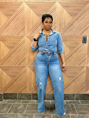 The It-Girl Wide Leg Jeans (Med. wash) sizes 3-15