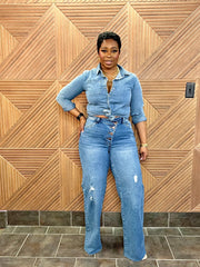 The It-Girl Wide Leg Jeans (Med. wash) sizes 3-15