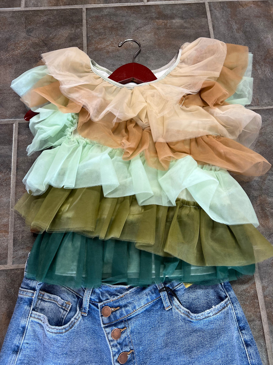 Bella Bloom Luxe Top (Green/Beige) | S-XL