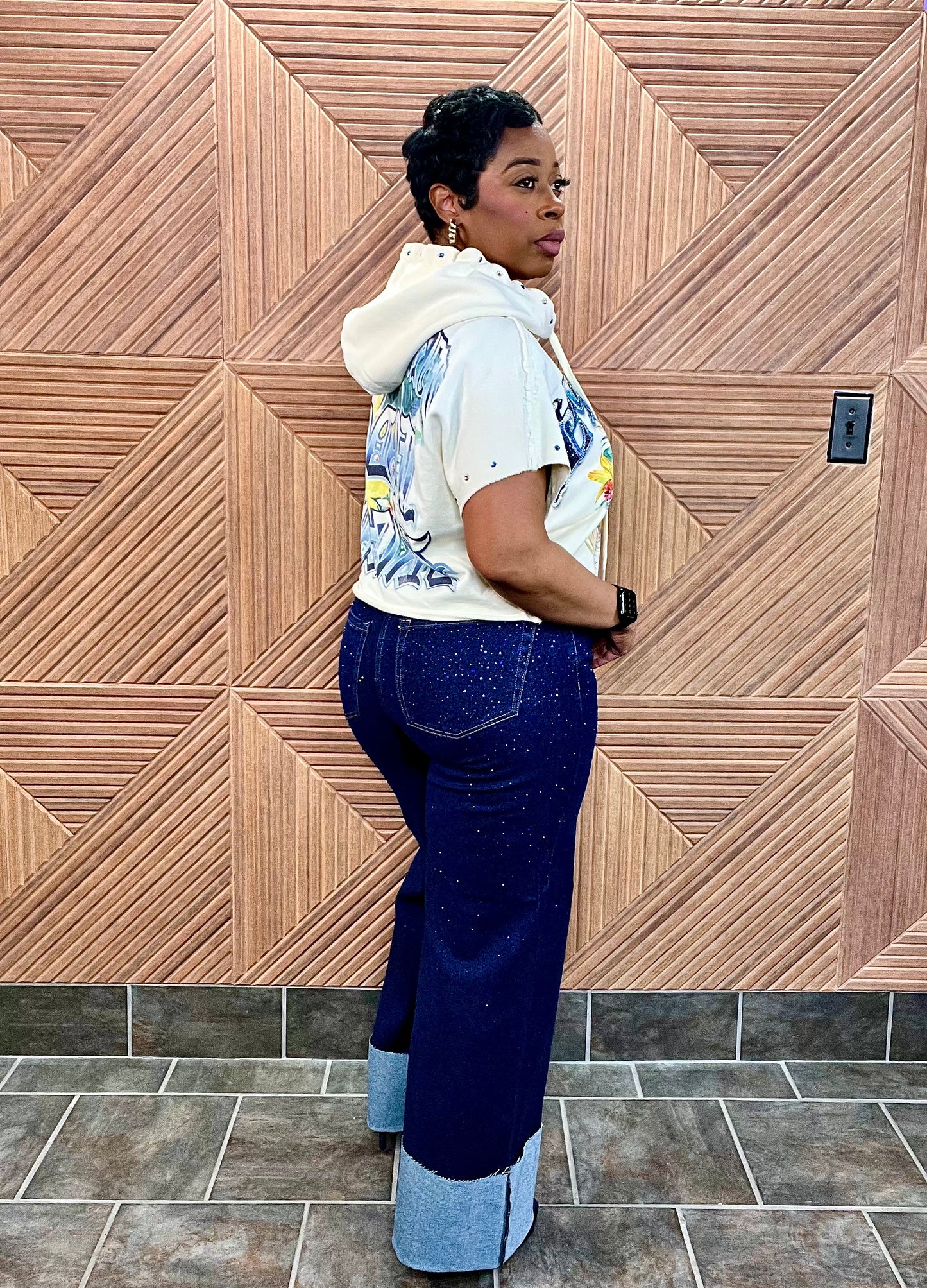 Midnight Drip Indigo-Rhinestone Jeans