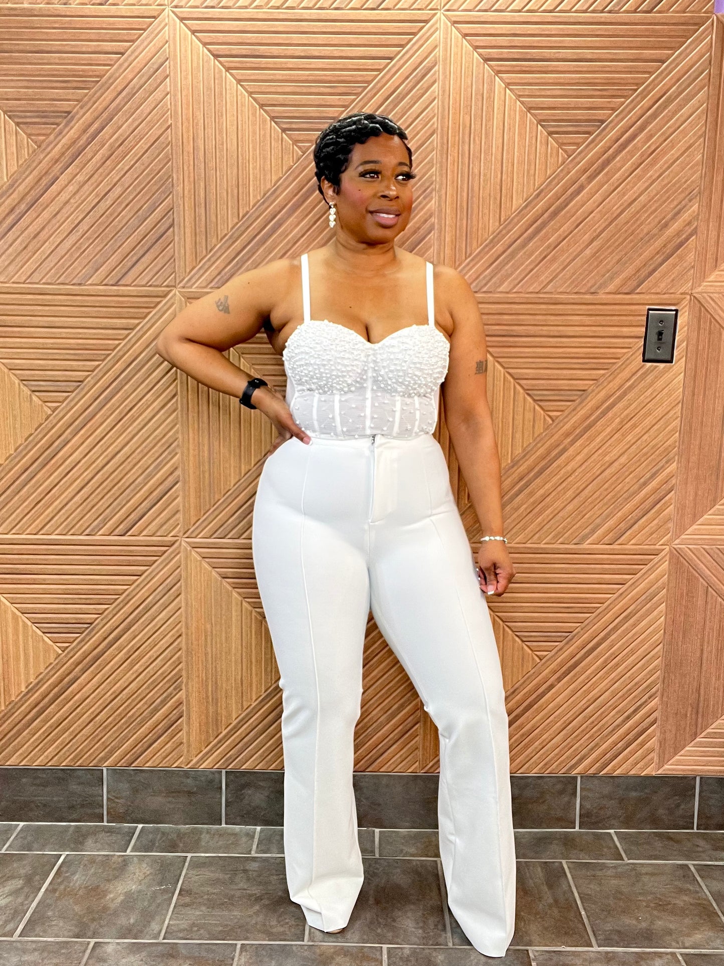 Runway Sculpt Bandage Flares (White)
