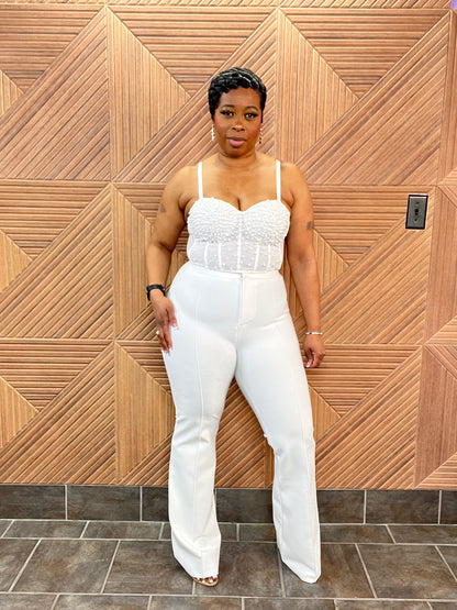 Runway Sculpt Bandage Flares (White)