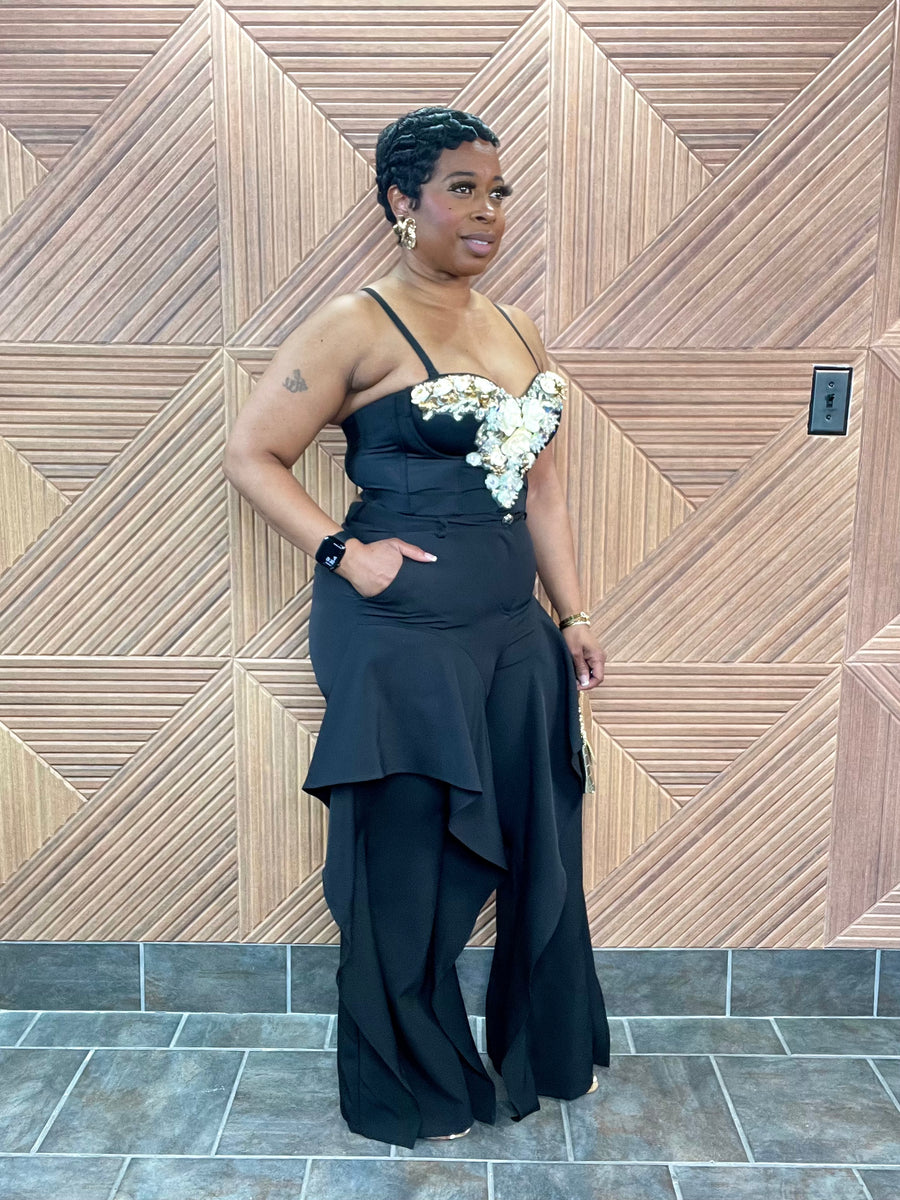 Black Swan Ruffle Trousers (Black)