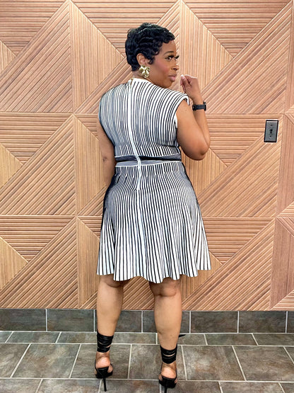 Power Hour Flare Dress (White/Black)