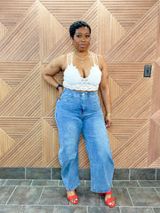 Bold Curve Barrel Jeans (Med.Wash) Very Stretchy