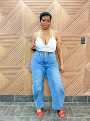 Bold Curve Barrel Jeans (Med.Wash) Very Stretchy