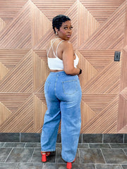Bold Curve Barrel Jeans (Med.Wash) Very Stretchy