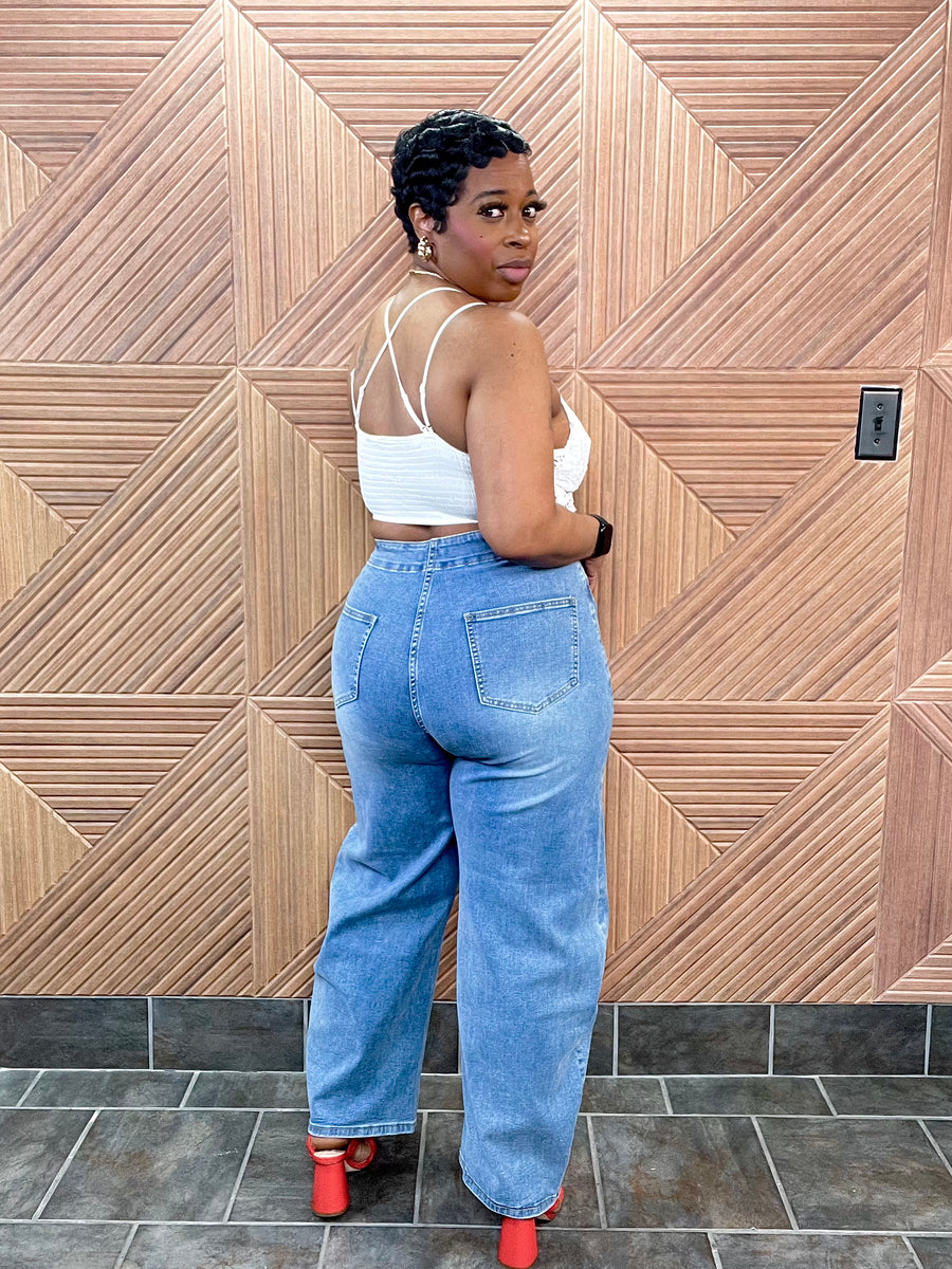 Bold Curve Barrel Jeans (Med.Wash) Very Stretchy