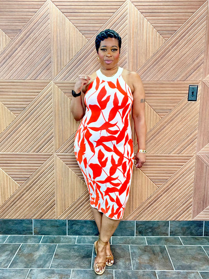 Abstract Midi (Orange) Stretchy