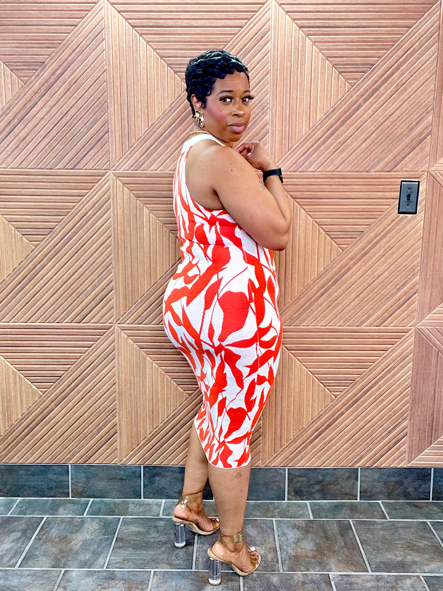 The Abstract Midi (Orange) Stretchy