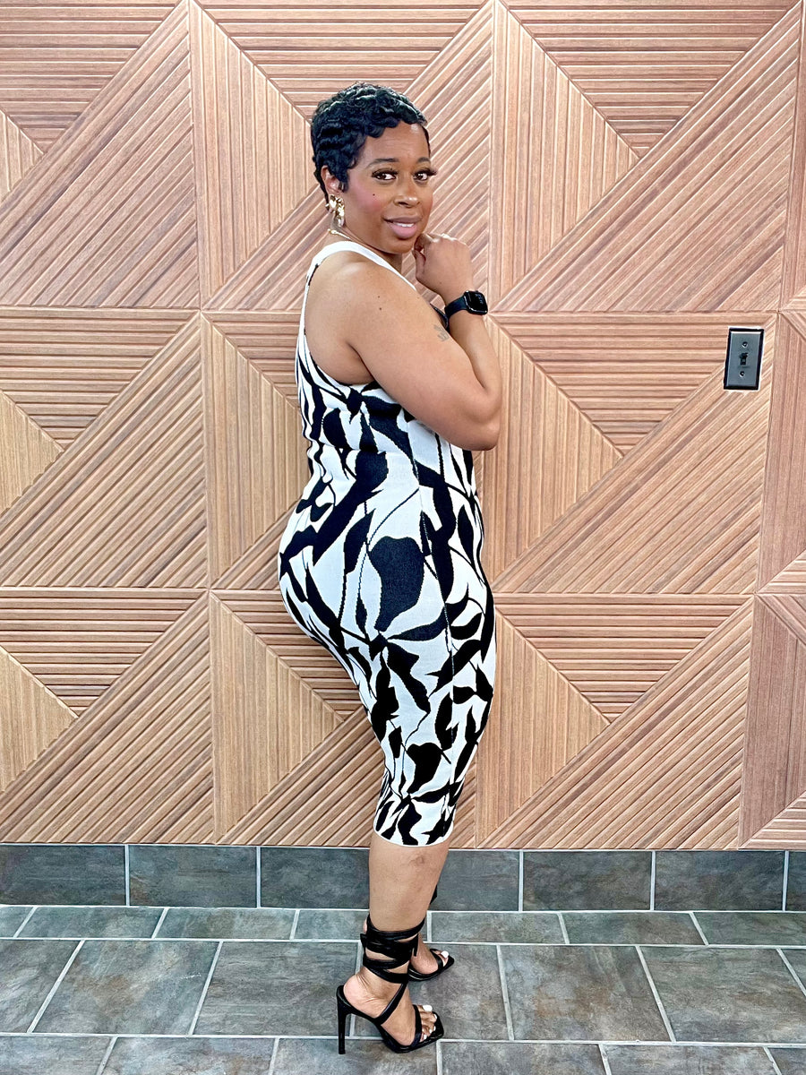 The Abstract Midi (Black) Stretchy