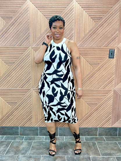 Abstract Midi (Black) Stretchy