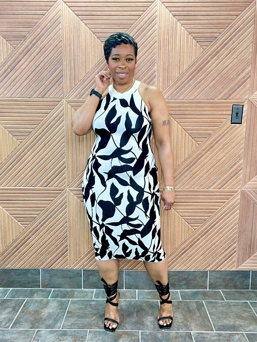 The Abstract Midi (Black) Stretchy