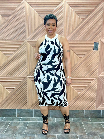 Abstract Midi (Black) Stretchy