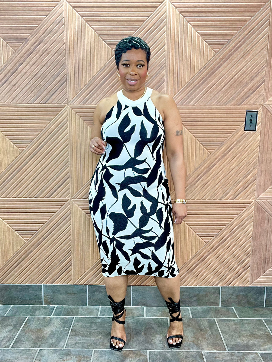 The Abstract Midi (Black) Stretchy