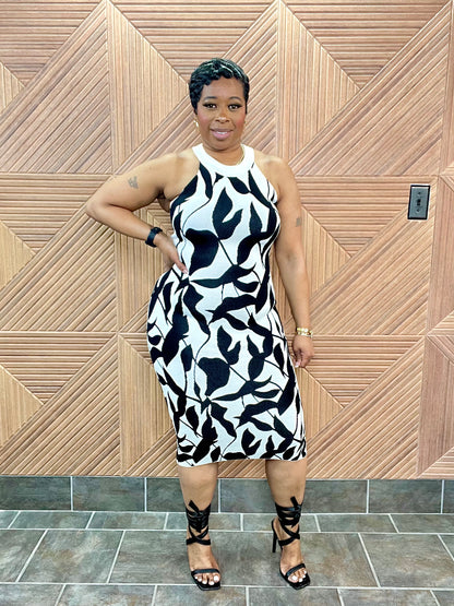 Abstract Midi (Black) Stretchy