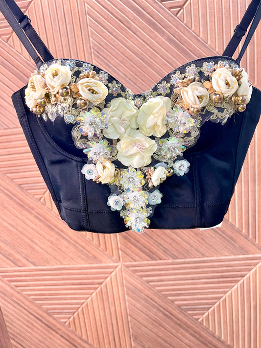 Midnight Bloom Floral Corset