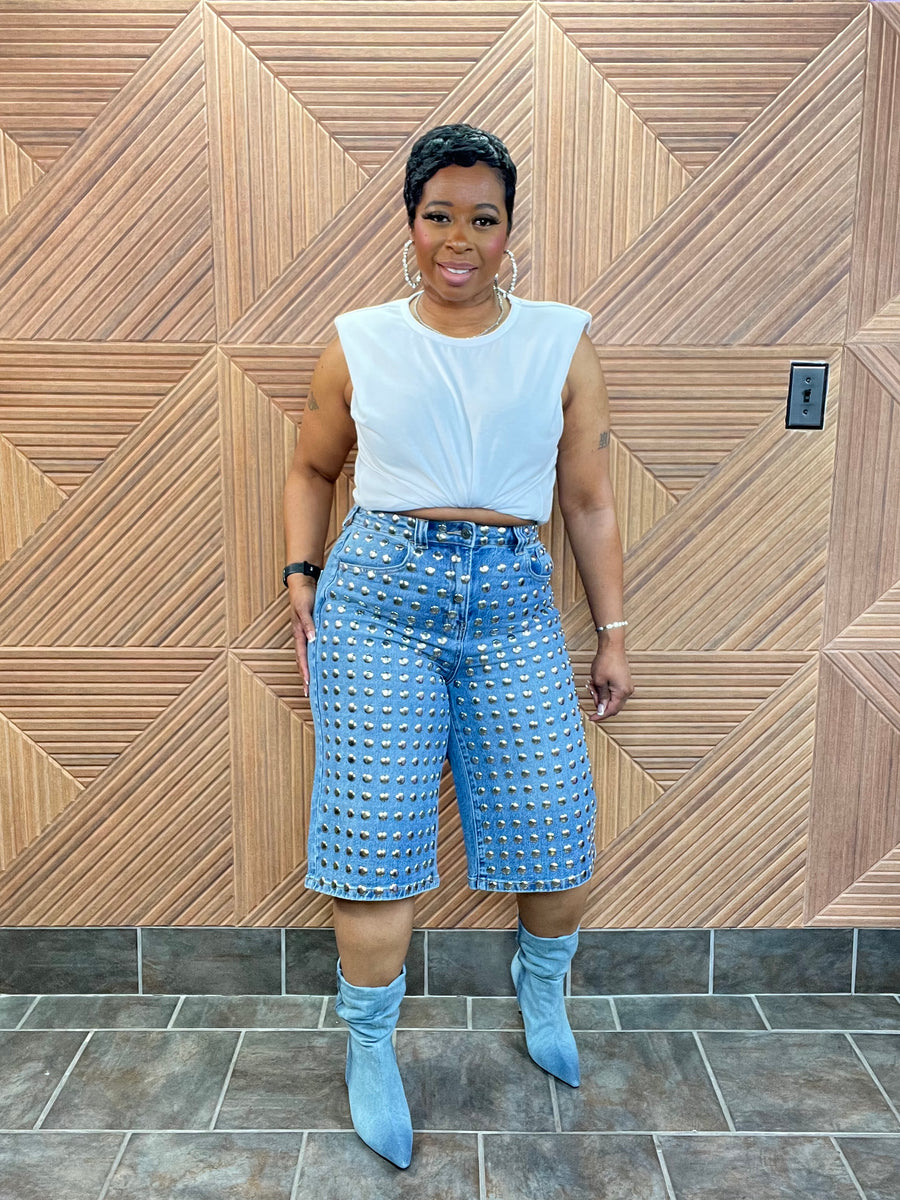 Rockstar Studded Jorts (stretchy)