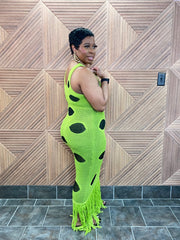 Neon Safari Fringe Dress - Stretchy