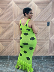 Neon Safari Fringe Dress - Stretchy