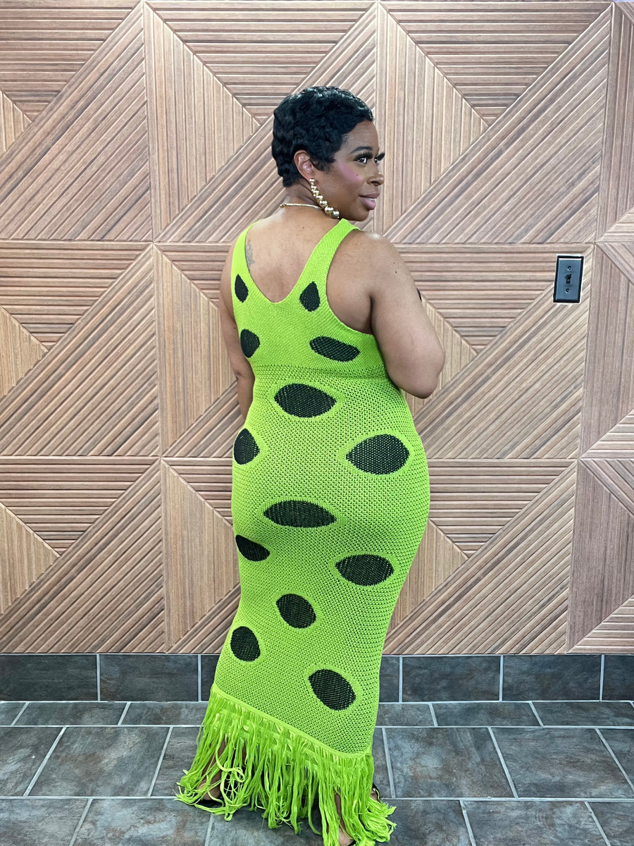 Neon Safari Fringe Dress - Stretchy