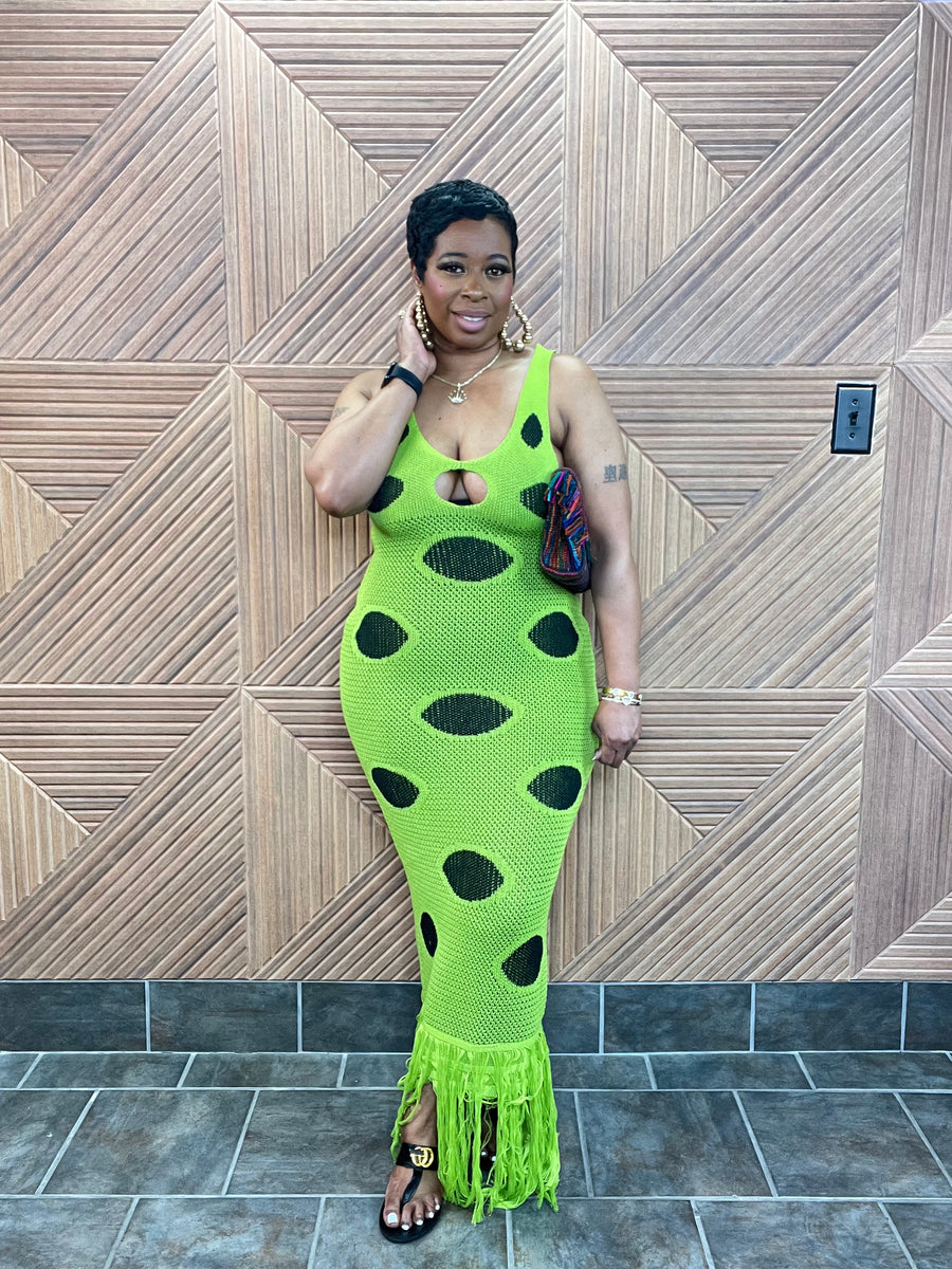 Neon Safari Fringe Dress - Stretchy