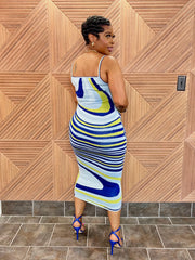Azure Muse Midi Dress