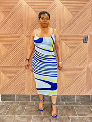 Azure Muse Midi Dress