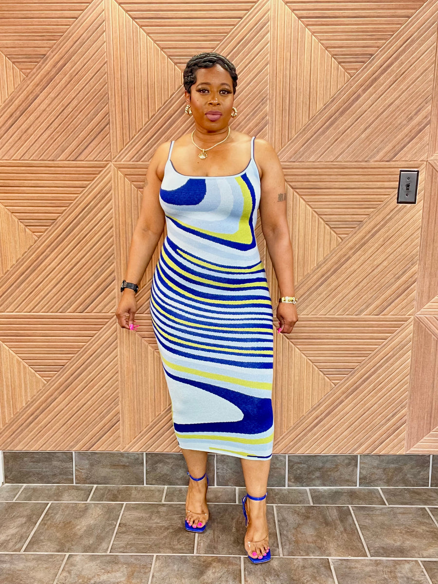 Azure Muse Midi Dress