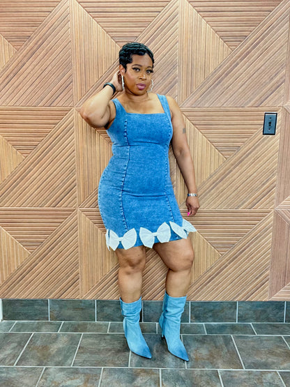 Ribbon in the Sky Luxe Denim Dress