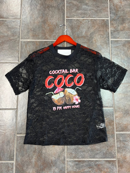 The CoCo Lace Graphic Top (Black)