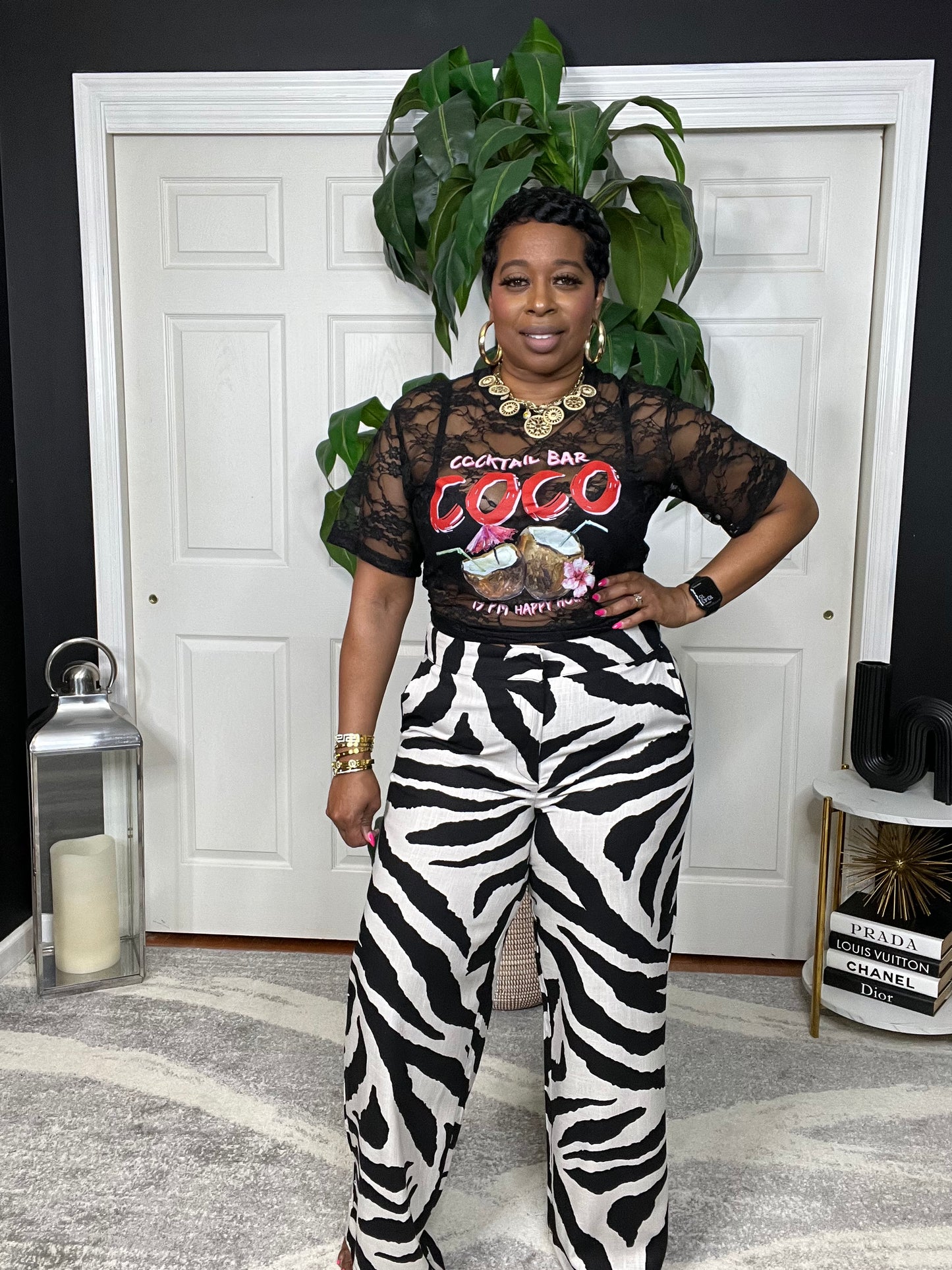 The CoCo Lace Graphic Top (Black)